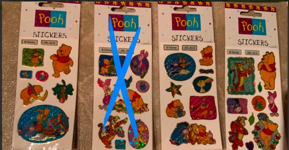 Winnie Pooh Aufkleber Sticker Glanzsticker Goldrand Stickerbogen in Nettersheim