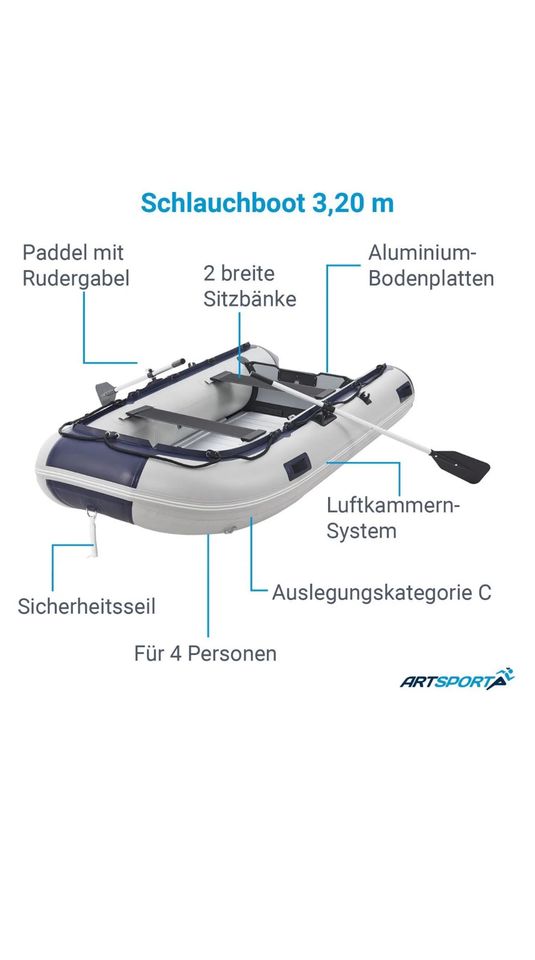 Schlauchboot mit Aluboden 3,2 m , Motor 3,5 PS optional in Hamburg