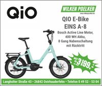 E-Bike Qio EINS A-8 mint Kompaktrad Bosch 400 WH Niedersachsen - Ostrhauderfehn Vorschau