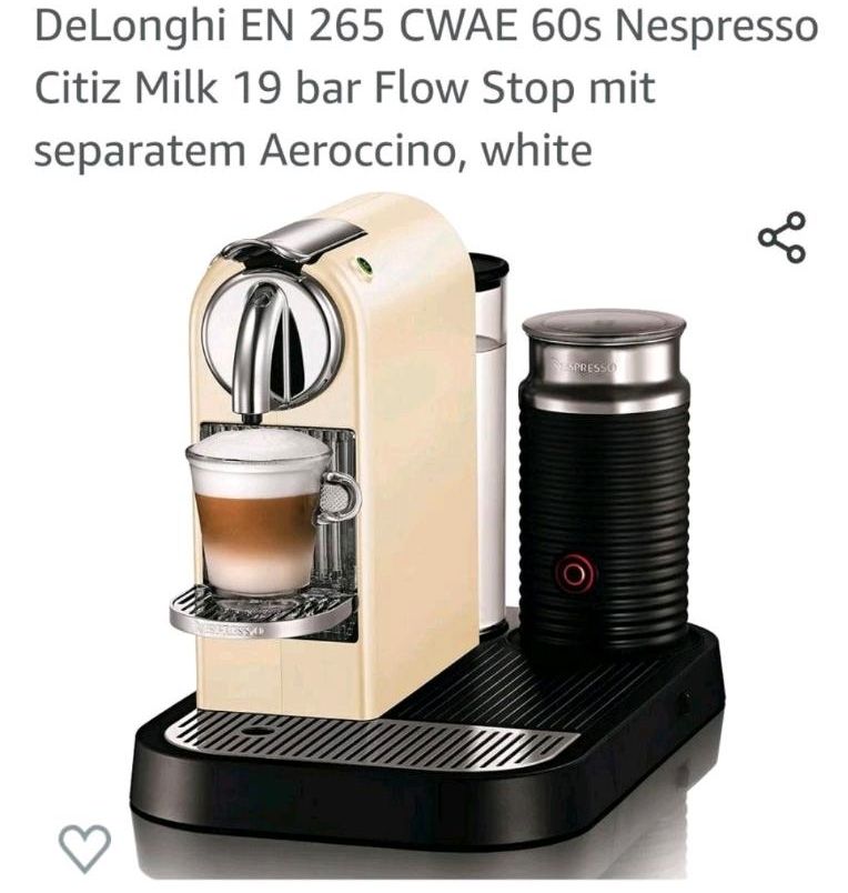 Kapselmaschine DeLonghi cremeweiß mit Milchaufschäumer in Köln