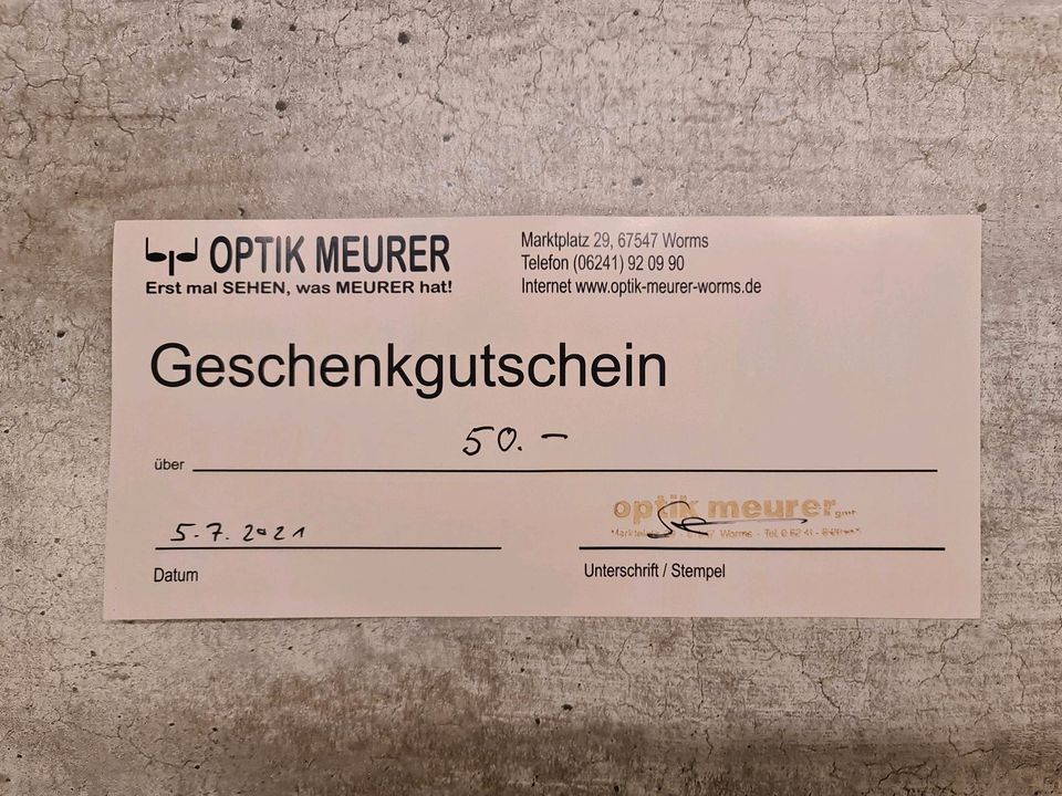 Gutschein Optik Meurer Worms in Grünstadt