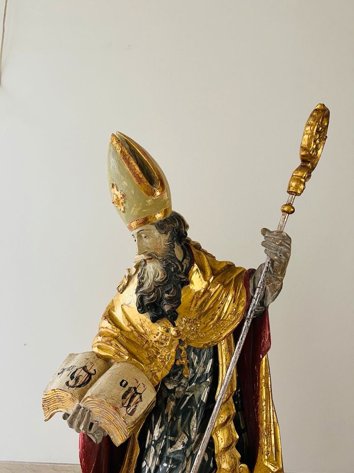 Große Heiligenfigur Hl. Ambrosius 1978 Oberammergau Gold 7.000 DM in Düsseldorf