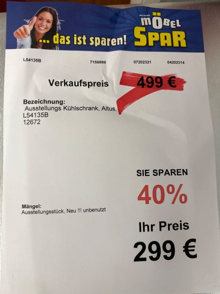 Kühlschrank Altus L54135B statt 499€ in Leipzig