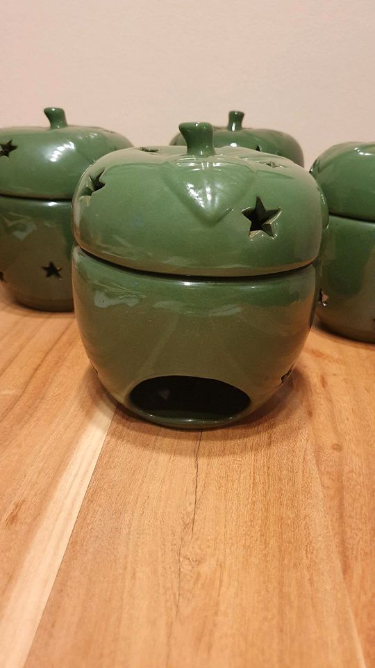 4 Duftlampen - Apfel grün - Aromalampe für Teelichter in Erding