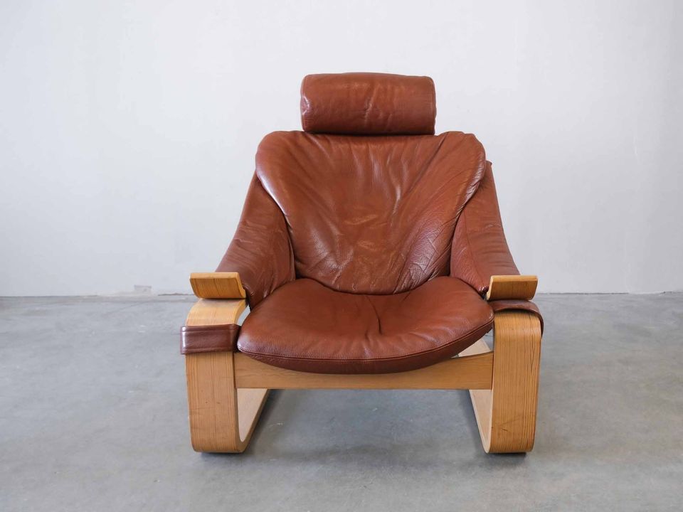 Vintage "Kroken" Sessel aus Leder von Åke Fribytter MidCentury in Gießen