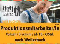 Produktionsmitarbeiter (m/w/d), 3-Schicht, ab 15,- €, Weilerbach Rheinland-Pfalz - Weilerbach Vorschau