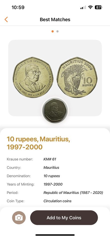 Münzen - Mauritius (s. Beschreibung) in Olbernhau
