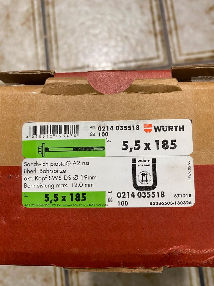 Sandwichplatten Schrauben A2 5,5 x 185  100 Stk in Oberstenfeld