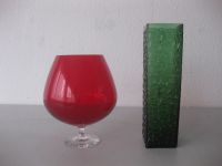 Rubinroter Kristall Pokal & Struktur Block Glas Vase - 60er-Jahre Neustadt - Hohentor Vorschau