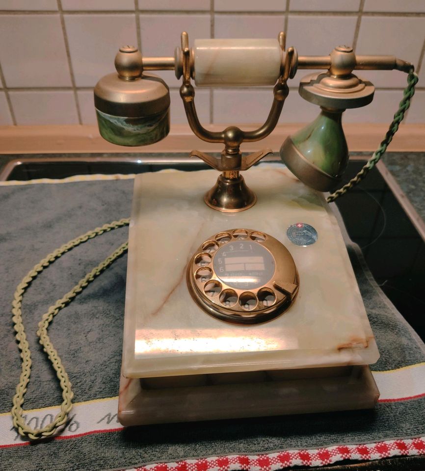 Retro Marmor Telefon Nostalgie Wählscheibe Vintage in Kupferzell