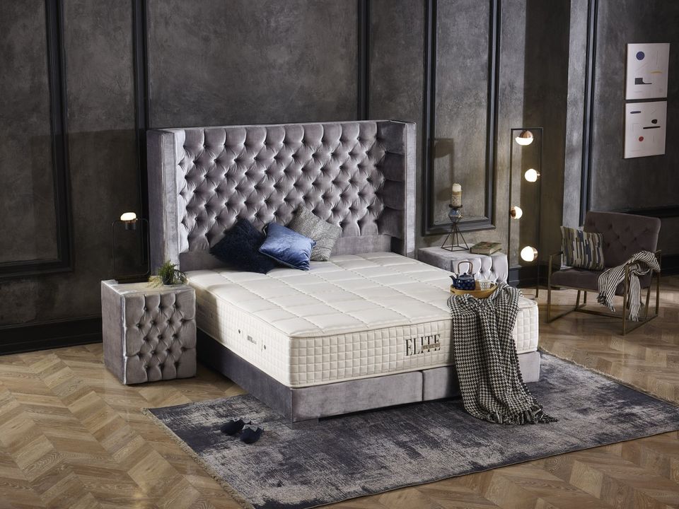 ⭐ Boxspringbett Edward 140x200 Grau/Silber ⭐ Luxus Bett Kingsize in München