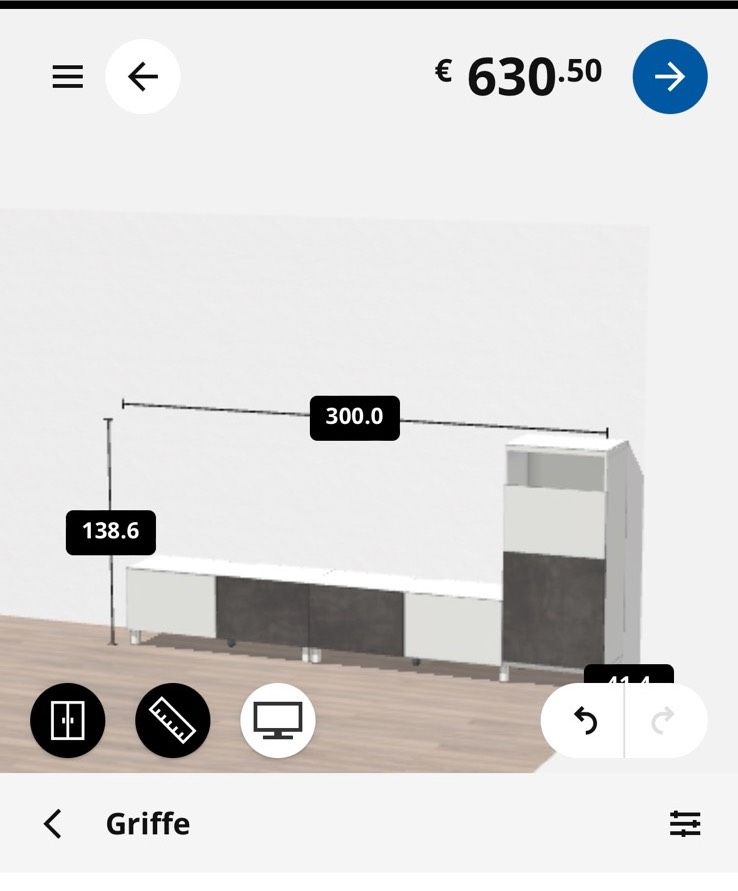 IKEA BESTA TV-Bank Wohnwand Weiß Beton Optik mit Glasplatte in Kaarst