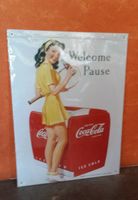 Coca Cola - Blechschild  - Welcome Pause - 1997 - OVP Hessen - Roßdorf Vorschau