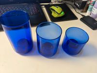 3 blaue Windlichter Glas unterschiedlich hoch innen kleines Potes Bayern - Regensburg Vorschau