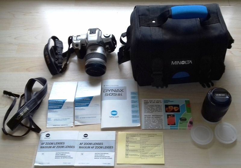 Minolta Dynax 505 si SLR Kamera mit 2 Objektiven und Tasche in Stelle