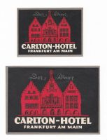 2 KOFFERAUFKLEBER Werbung " CARLTON HOTEL"  Frankfurt / M. 1960 ? Sachsen - Hainichen Vorschau