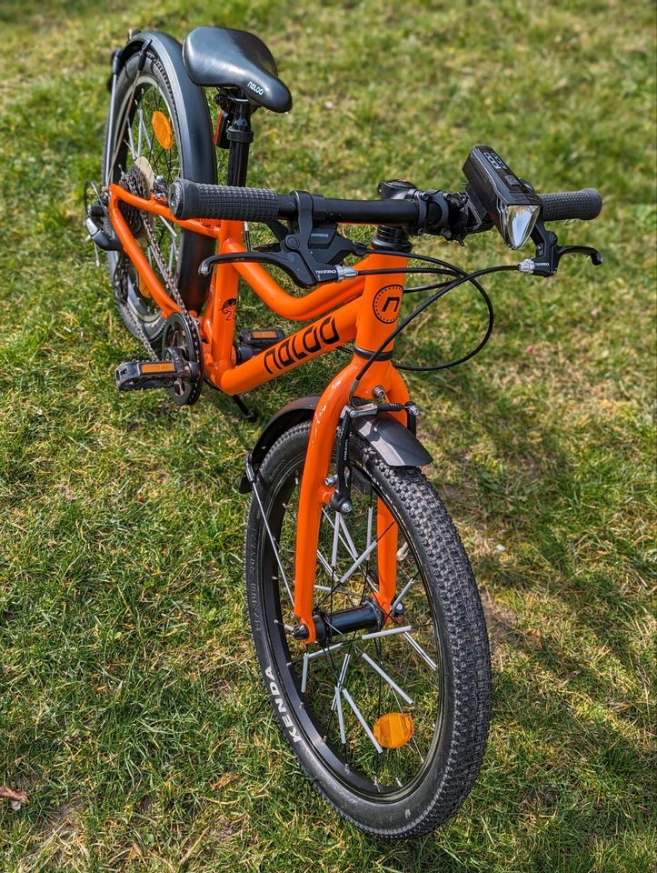 NALOO Chameleon 20" „orange“ Kinder-Fahrrad mit Zubehör in Halle