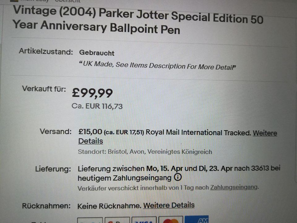 Kugelschreiber Parker Jotter 50.th"Blue Dots"extrem selten in Bielefeld