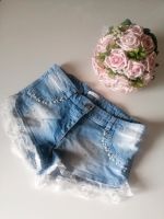 Miss Grant Jeans Shorts Glitzer Perlen Spitze wie Monnalisa Sachsen-Anhalt - Weißenfels Vorschau