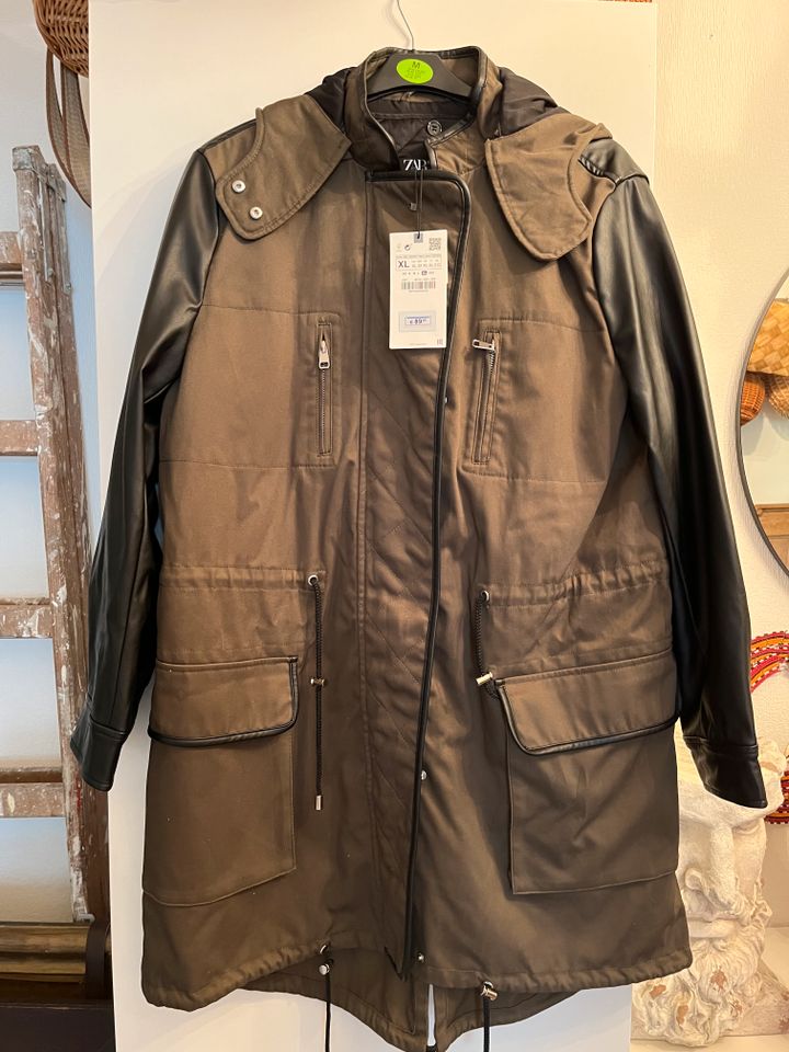 ZARA Parka Baumwolle Leder NEU XL Innenfutter herausnehmbar in Solingen