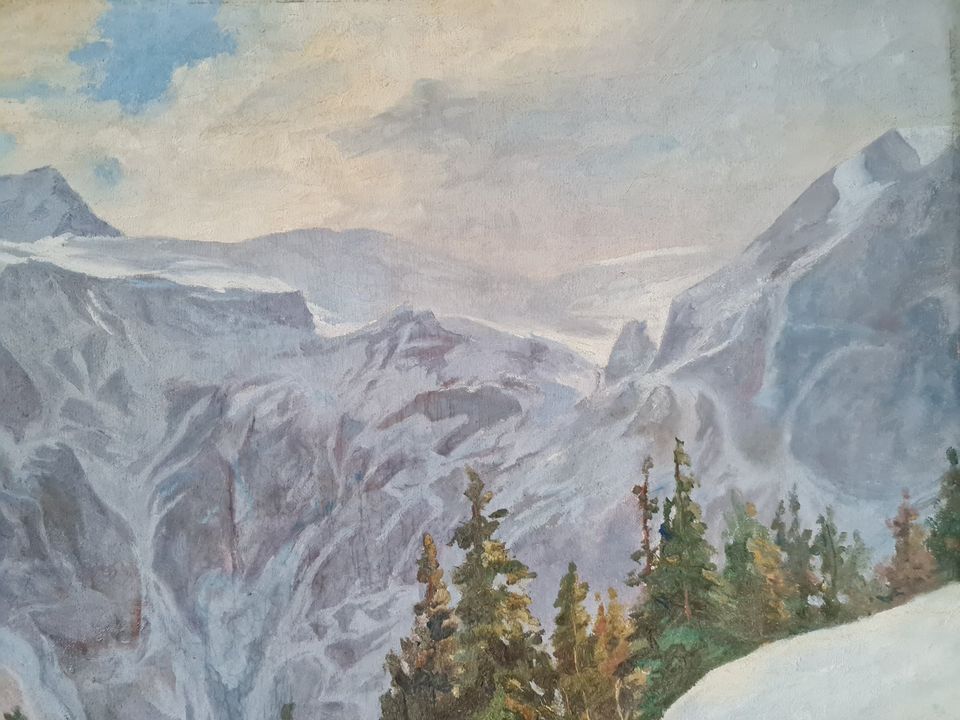 großes Gemälde "Karwendel im Winter" n.Compton von Lothar Nestler in Schneeberg