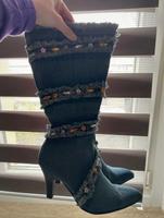 Jeans Stiefel mit Pailletten und Steinchen Ibiza beaded Look 40 Sachsen-Anhalt - Halle Vorschau