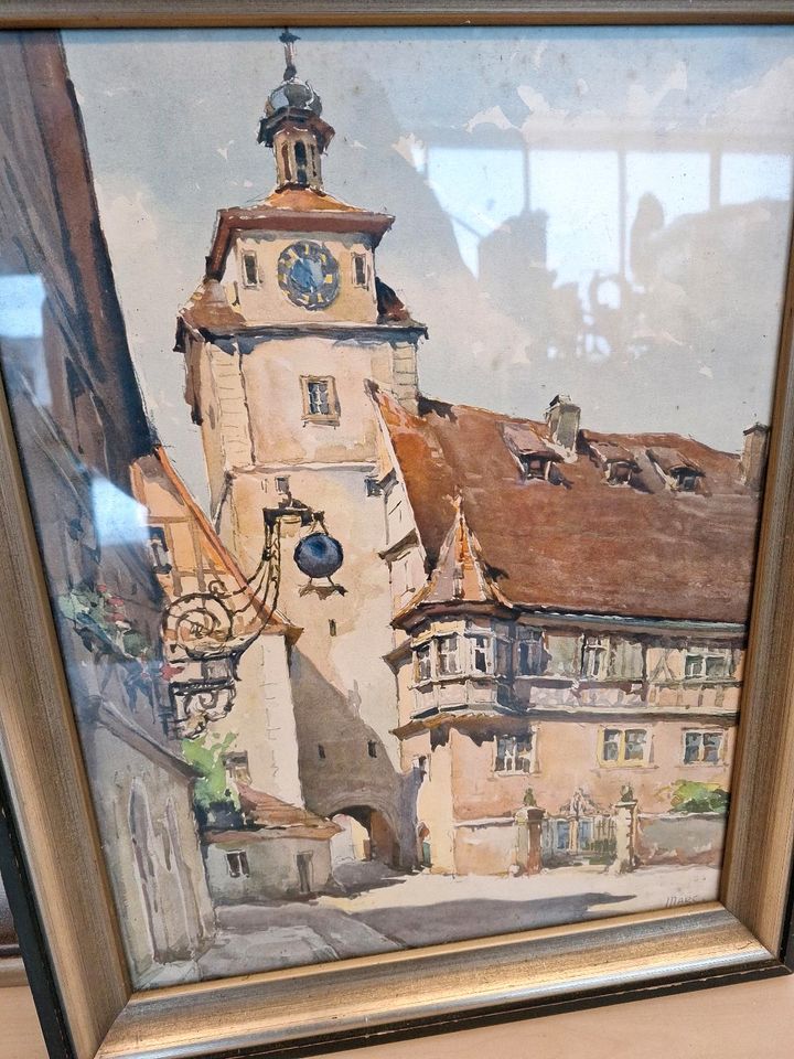 Rothenburg Gemälde Weisser Turm Signiert Mars in Mölln