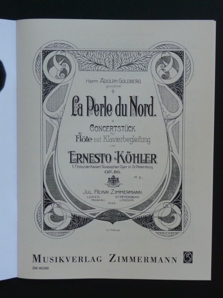 Ernesto Köhler La Perle du Nord Konzertstück f. Flöte und Klavier in Langgöns