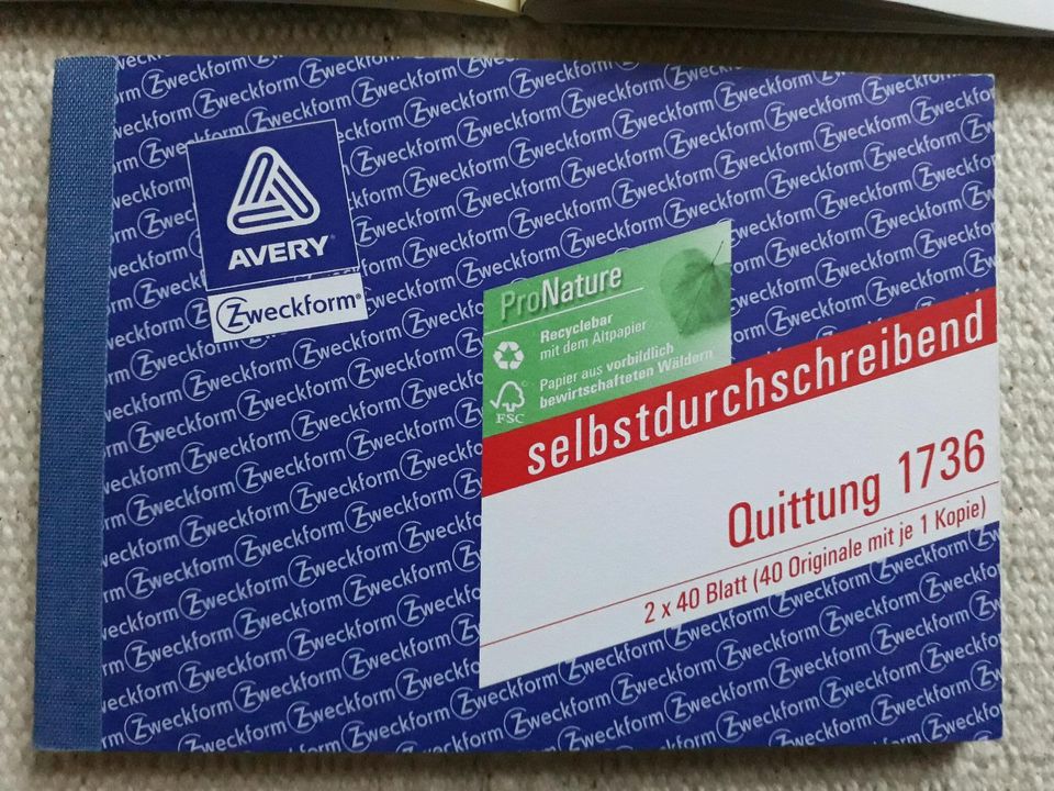 Zwei Blöcke Quittungen 1736 Avery mit Durchschlag DIN6 neu in Duisburg