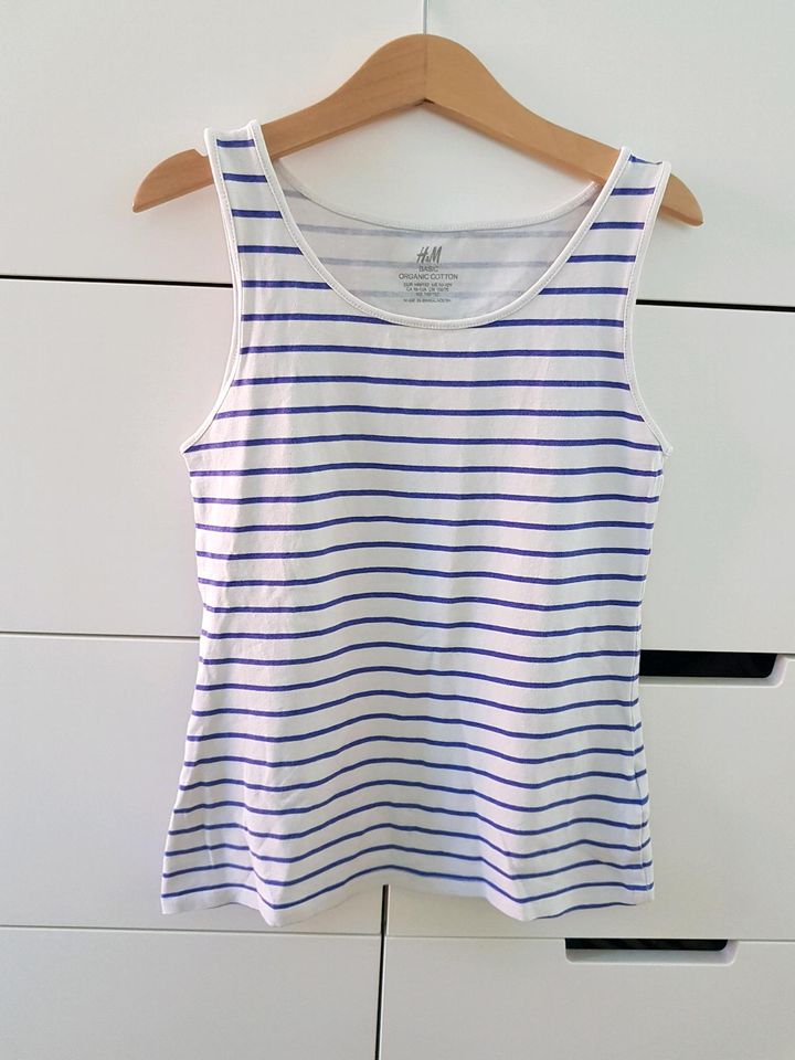 Set 2x Sommer-Top Tanktop Ringel weiß blau grau 140/146/152 in Dortmund