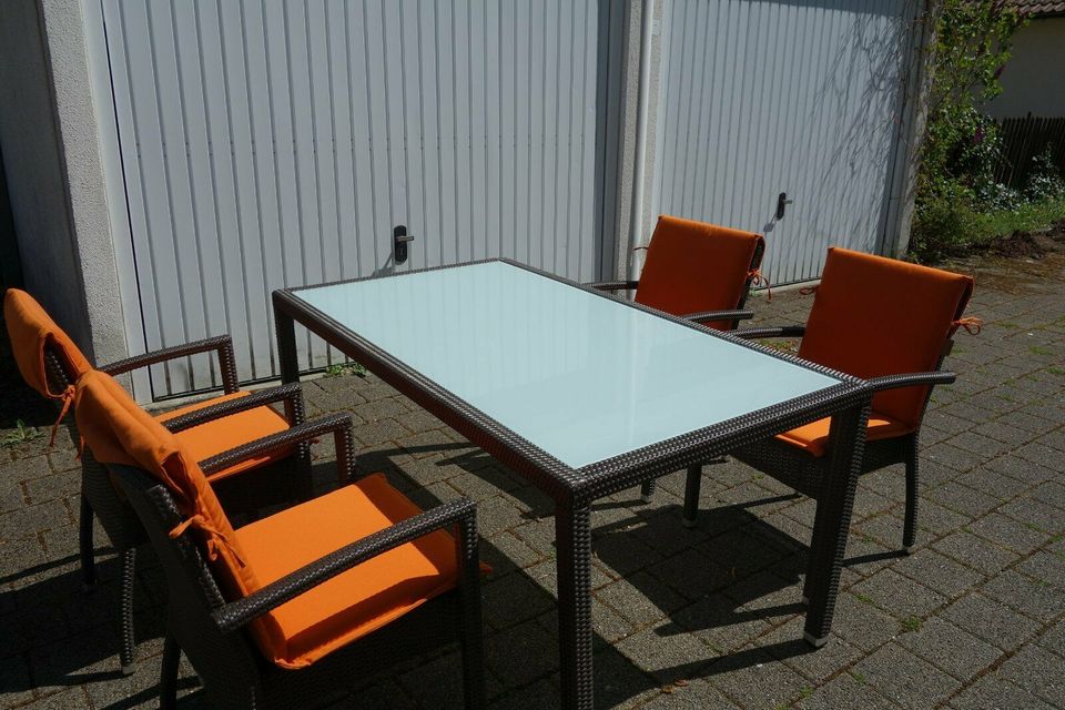 Gastro Garten Terrassen Möbel Sitzgarnitur Alurahmen mit Geflecht in