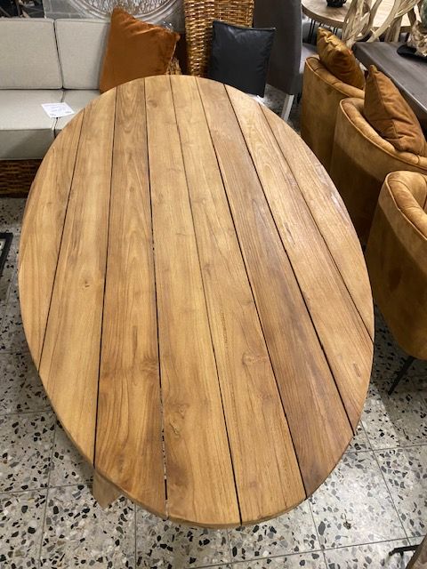 Esstisch Gartentisch oval 220 x 110 cm Teakholz natur, massiv in Ronneburg