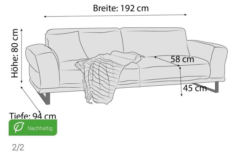 Ledersofa Couch Zweisitzer Sofa in Lengede