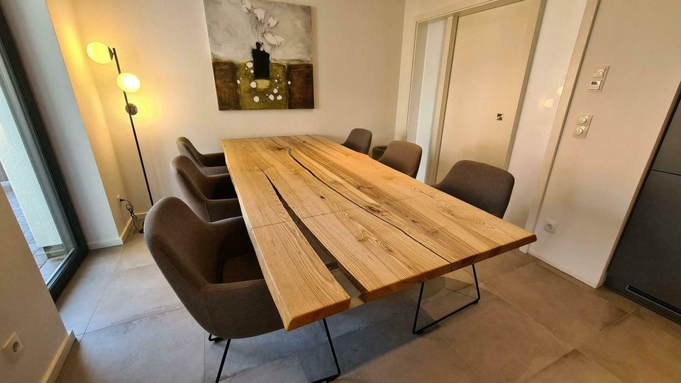 Tischplatte Esche Massivholz Esszimmertisch EpoxiLine Holz-Gold in Herford