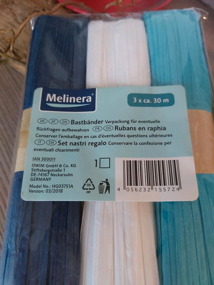 Edelbast Bastelbänder 3x30m martim blau weiß türkis in Neukirchen