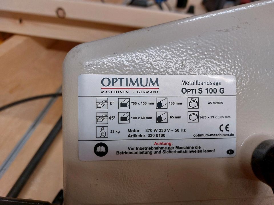 Metallbandsäge Optimum Opti S 100 G in Altenstadt
