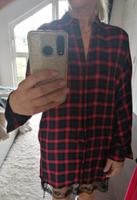 Long-Bluse mit Spitze rot schwarz kariert Gr. XS Hessen - Babenhausen Vorschau
