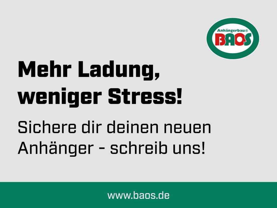 ⭐ BAOS Voll-Alu Baggeranhänger 3,5 to 3,55x1,85 m hochstehende Schienen Minibagger Radlader Pkw Anhänger Minibaggeranhänger Baggertransport in Großenkneten