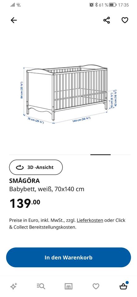 Babybett IKEA Smagöra in Nörten-Hardenberg