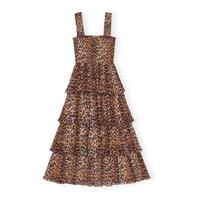 Leopard Pleated Georgette Flounce Smock Midi Dress Kleid v. Ganni Berlin - Zehlendorf Vorschau