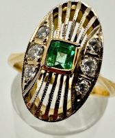 Ring 750 gelb Gold Diamanten und Smaragd UDSSR Gr.56 Selten Lindenthal - Köln Sülz Vorschau