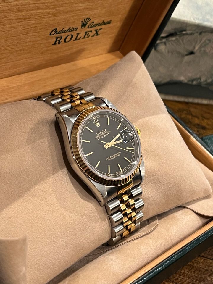 Rolex Datejust 16233 *Stahl/Gold*36mm*Ziffernblatt schwarz*BOX* in Großkrotzenburg