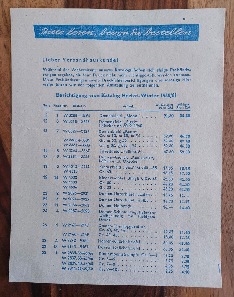 DDR VERSANDHAUS LEIPZIG KATALOG ALT SAMMELN 1960 in Erlau