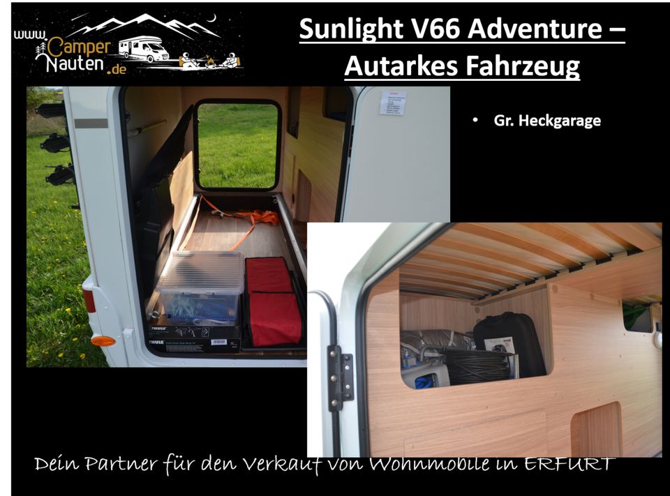 AUTARKES Wohnmobil KAUFEN Sunlight V66 Adv., Solar, 230V WR in Erfurt