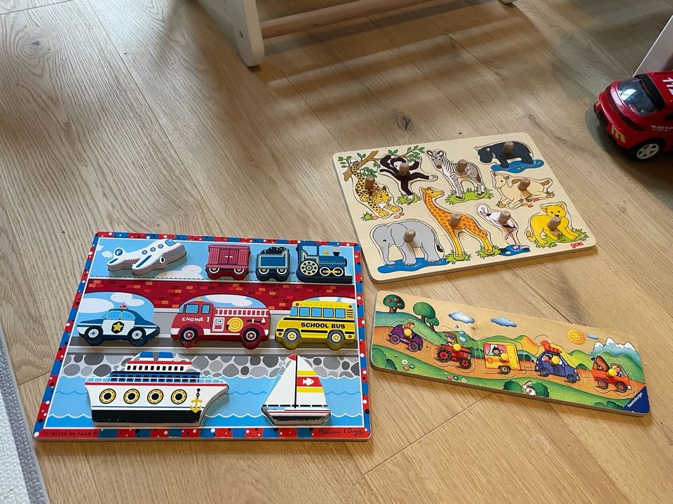 3 Holzpuzzle Goki, Ravensburger, Melissa & Doug in Hamburg