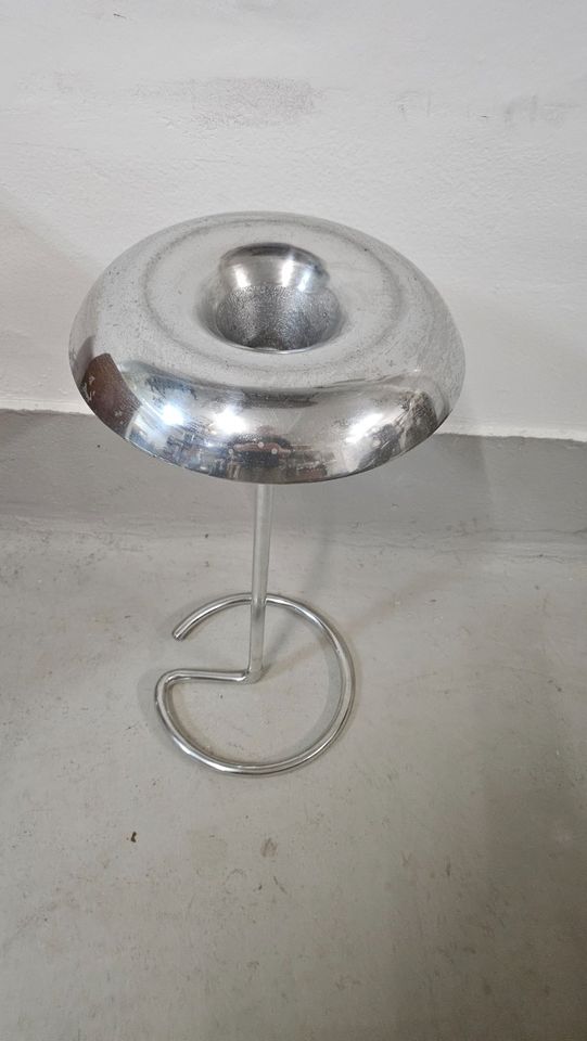 vintage Art Deco Space Age Chrom Stand Aschenbecher Schale Silber in Hamburg