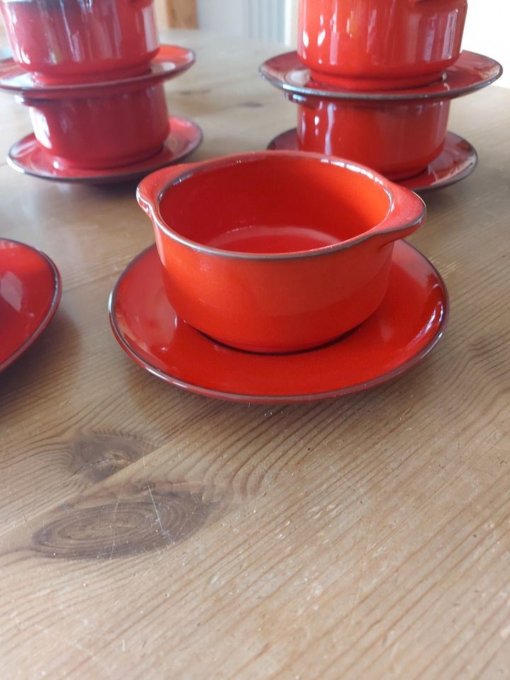 Suppentassen mit Untertellern für 8 Personen ín Rot in Kirchheim