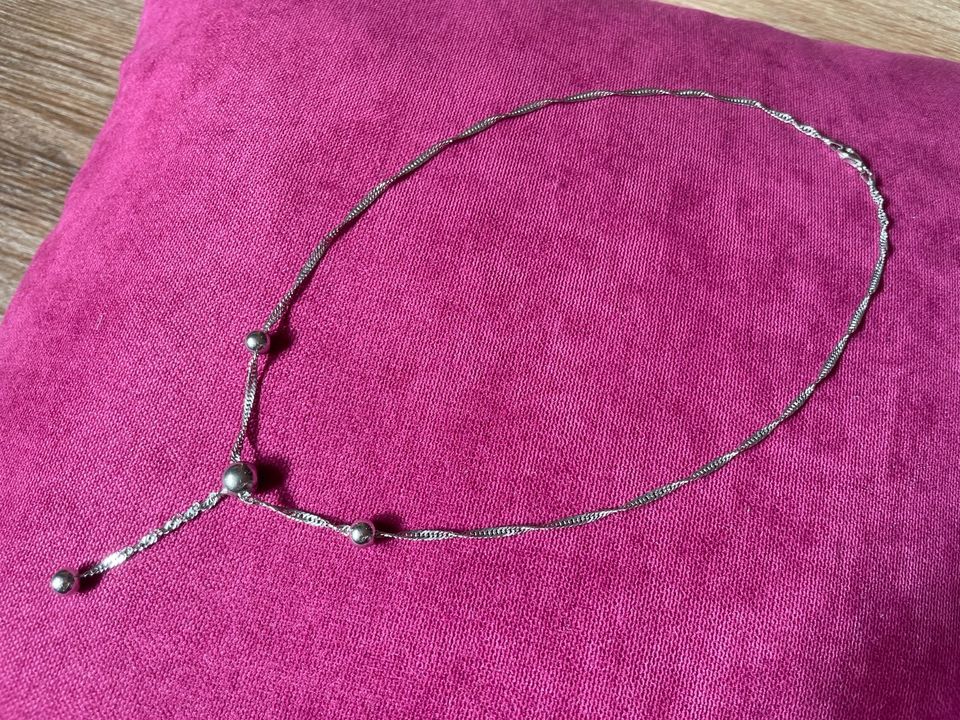 Damen- Halskette, Y- Halskette mit 4 Kugeln, echt Silber, 45 cm in Niederschönenfeld