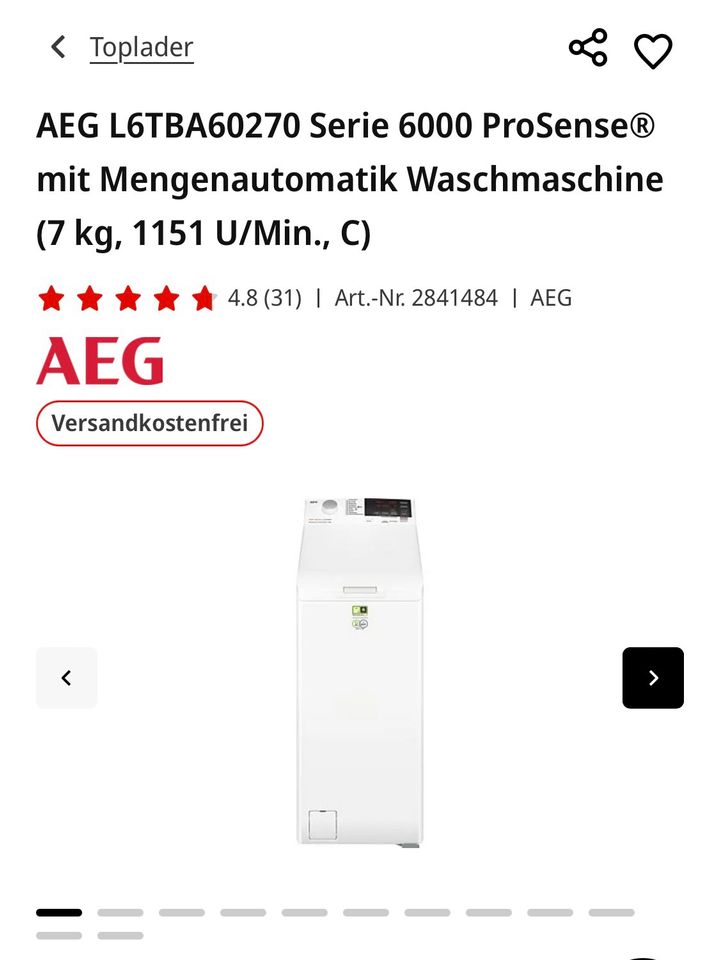 AEG  L6TBA60270 Serie 6000 ProSense Waschmaschine in Düsseldorf