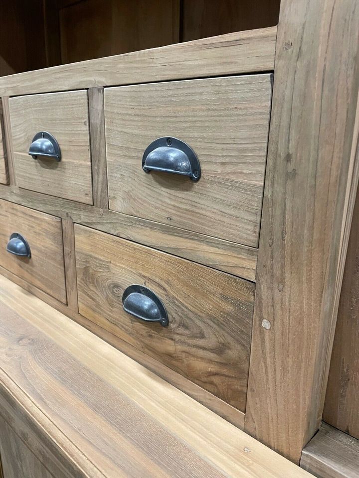 VITRINENSCHRANK TEAKHOLZ 300 CM HALUS WOHNZIMMER SCHRANK NEU in Wermelskirchen